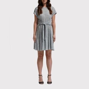 Rebecca Taylor Jersey Grey Wrap Dress 100% Linen Size Small